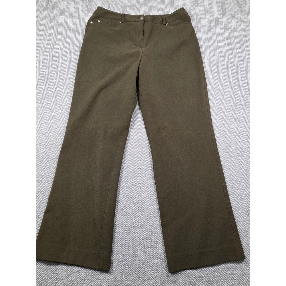Rafaella Petites Olive Green Straight Leg Dress Pants Women 12P Stretch Trousers